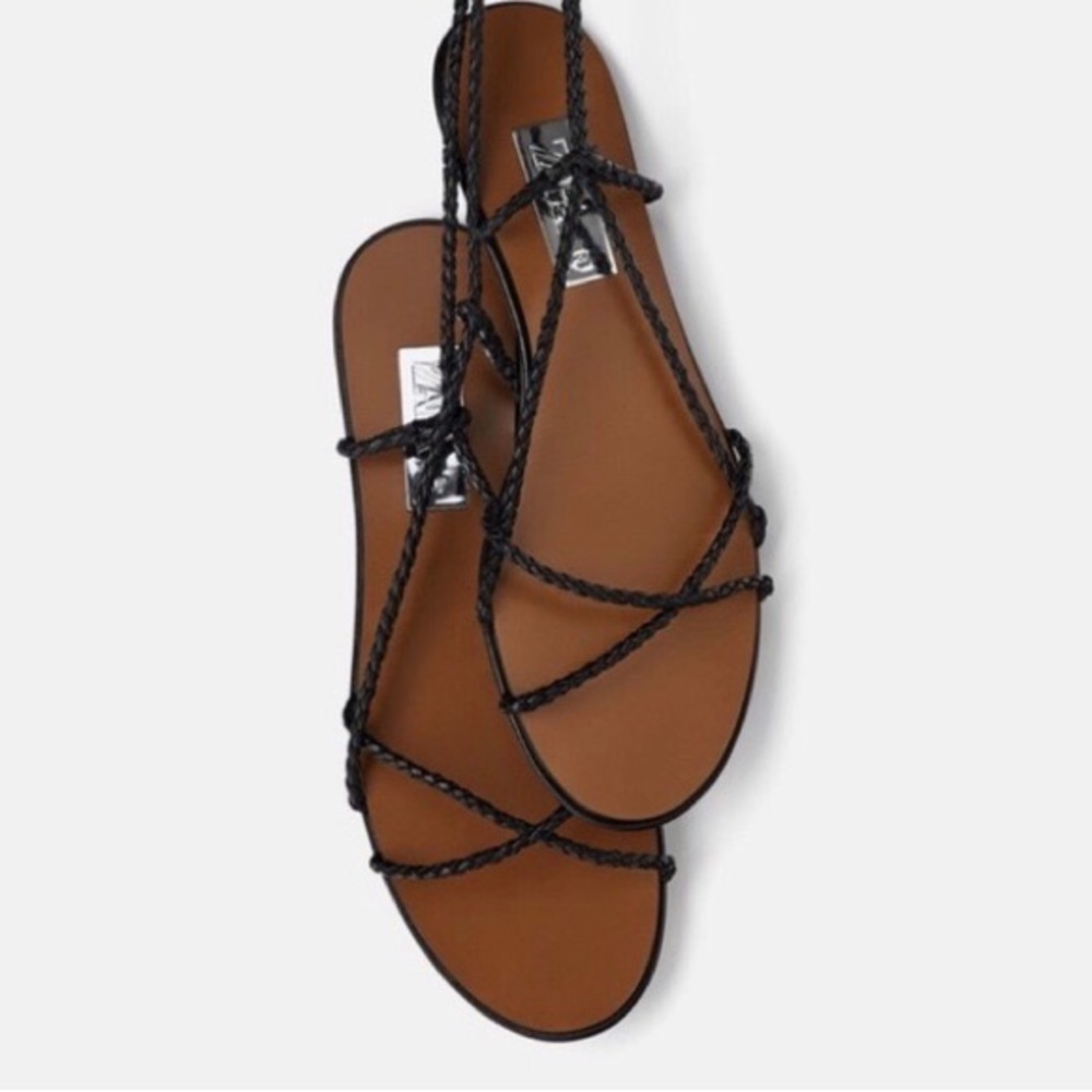 ZARA leather braided strap sandals